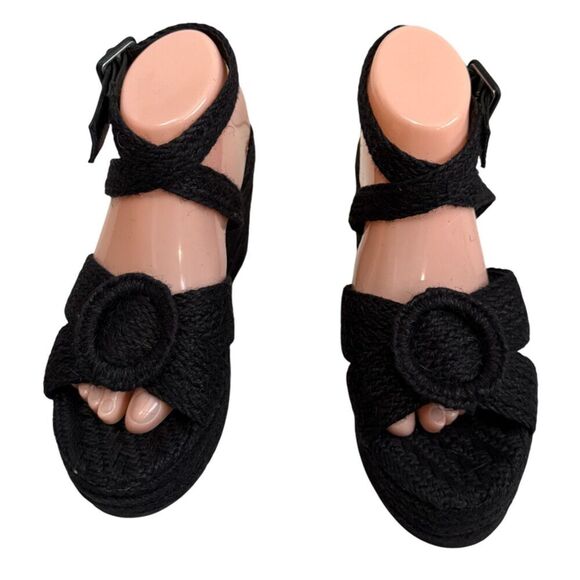 Beach by Matisse Black Jute Platform Sandals Size 8 - Picture 2 of 11